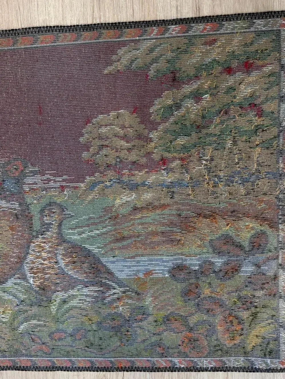 Vintage Pheasant Tapestry Made In Italy Great Shape 38x19” Velvet